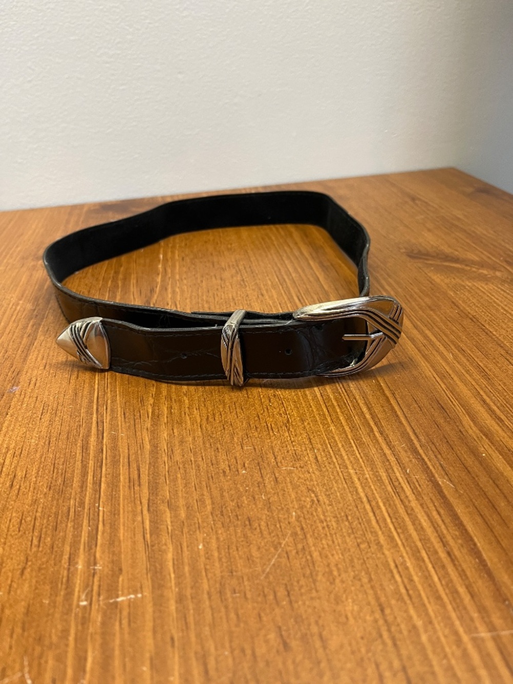 Women's Black Vinyl Belt, Length 35"